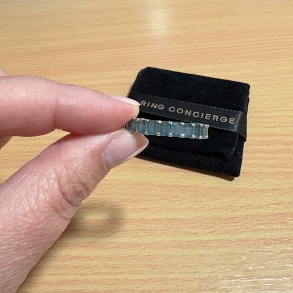 PETITE EMERALD CUT LONDON BLUE TOPAZ RING - Picture 2 of 5